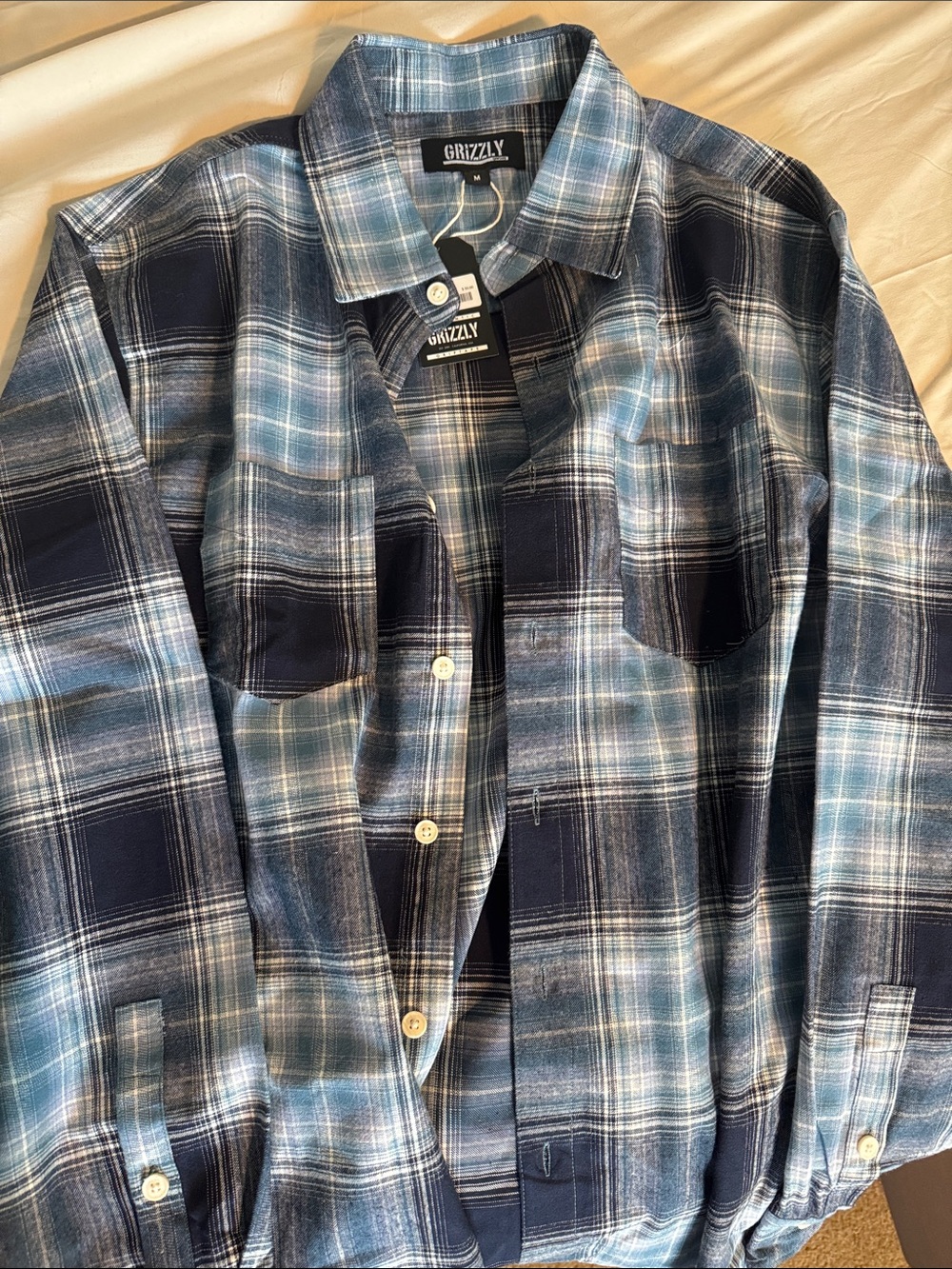 Grizzly Men's Blue Plaid Button-Down Shirt